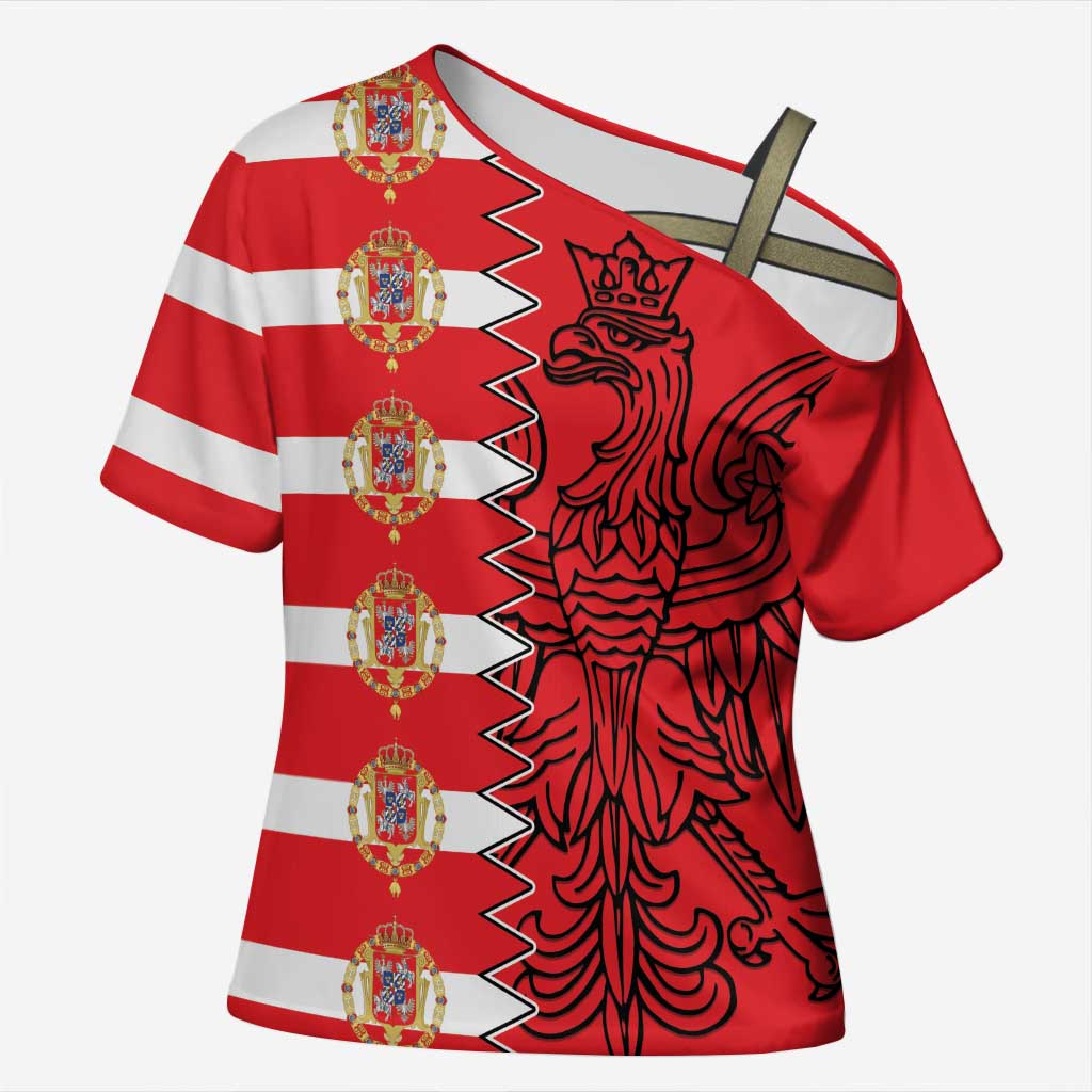 Polish-Lithuanian Commonwealth Cross Shoulder Shirt White Eagle Vytis Dual Heraldic