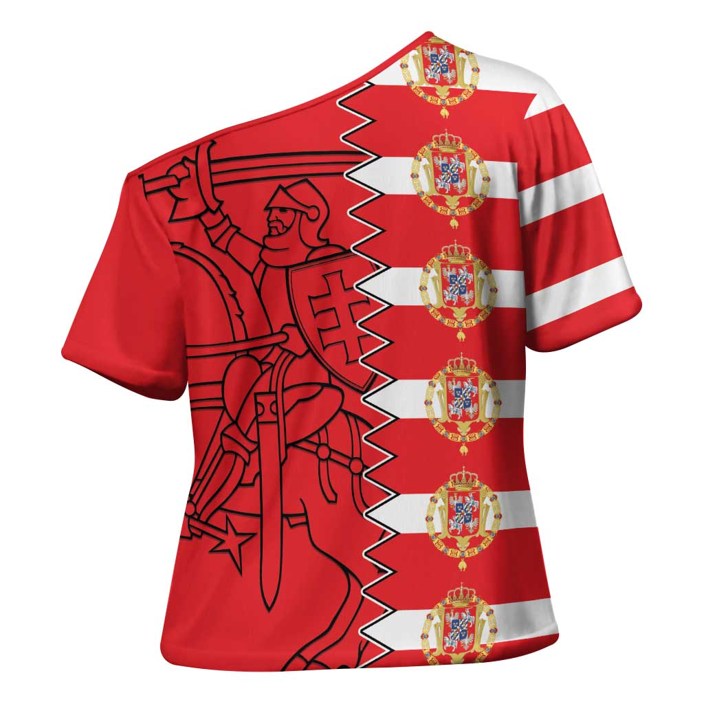 Polish-Lithuanian Commonwealth Cross Shoulder Shirt White Eagle Vytis Dual Heraldic
