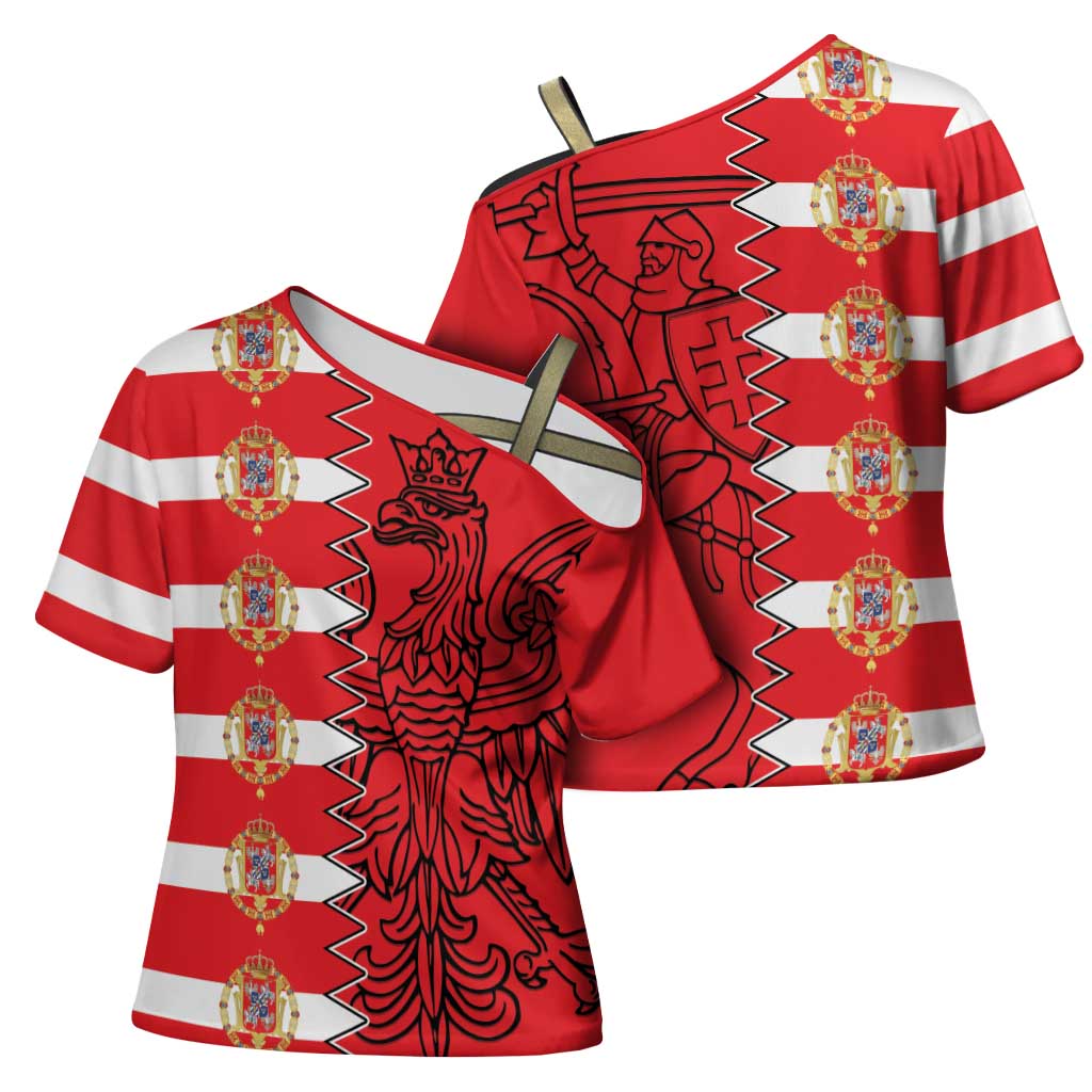 Polish-Lithuanian Commonwealth Cross Shoulder Shirt White Eagle Vytis Dual Heraldic