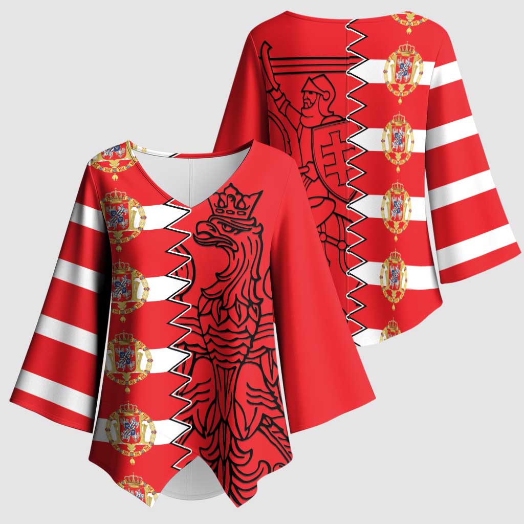 Polish-Lithuanian Commonwealth Kimono Sleeve Blouse White Eagle Vytis Dual Heraldic
