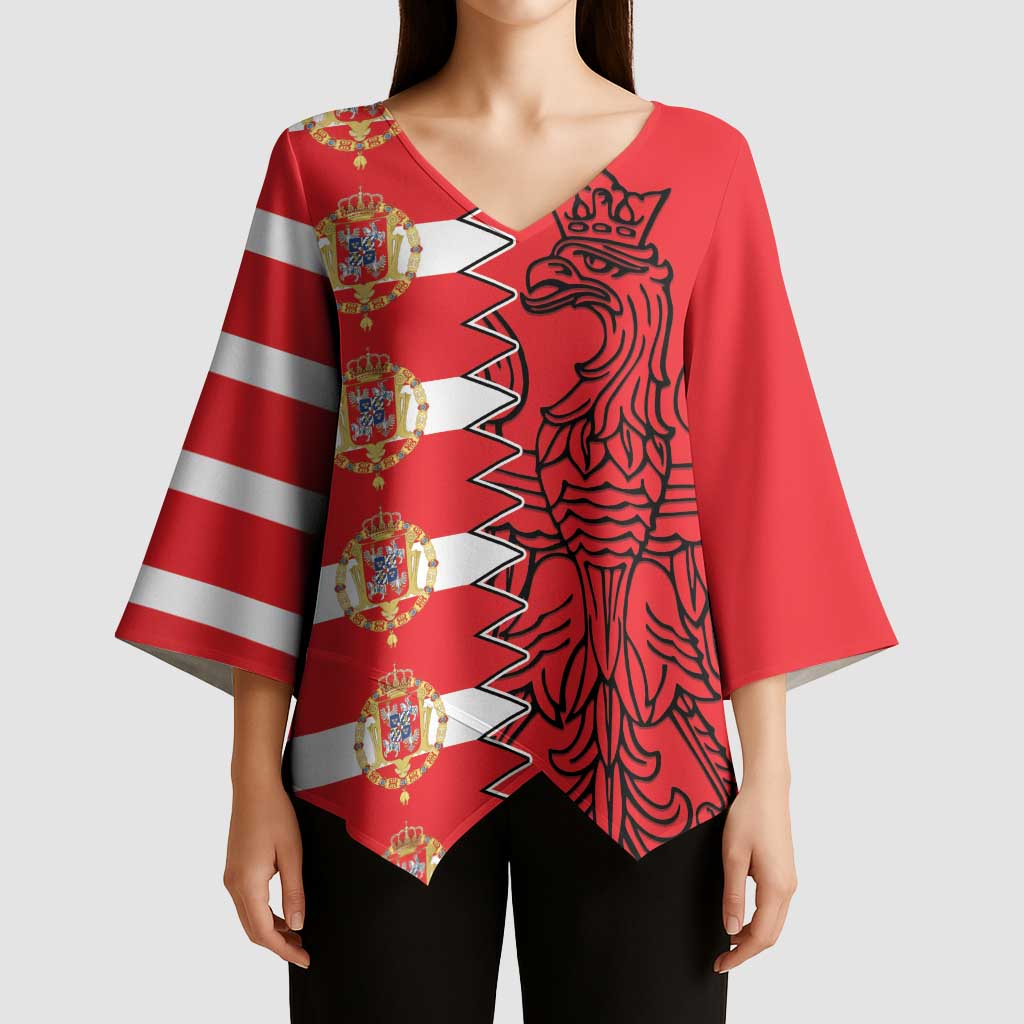 Polish-Lithuanian Commonwealth Kimono Sleeve Blouse White Eagle Vytis Dual Heraldic