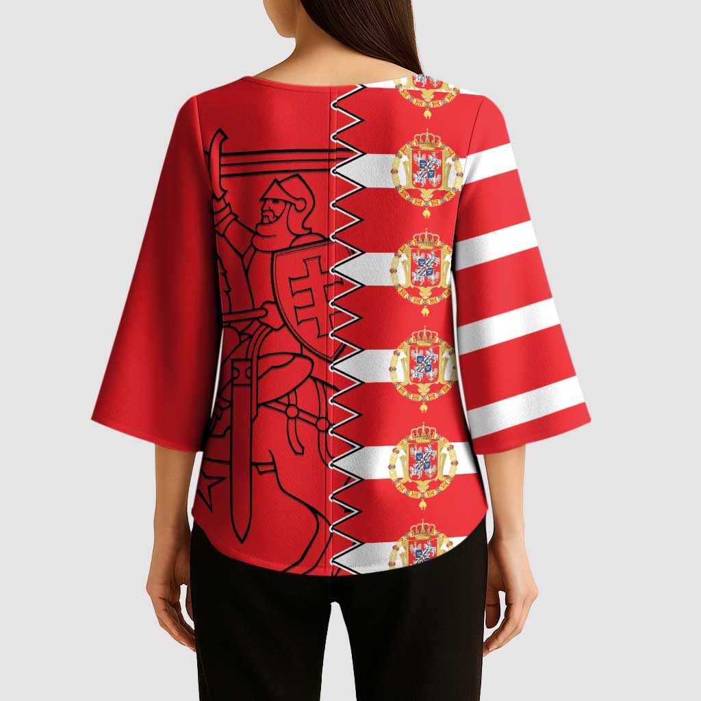 Polish-Lithuanian Commonwealth Kimono Sleeve Blouse White Eagle Vytis Dual Heraldic