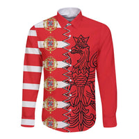 Polish-Lithuanian Commonwealth Long Sleeve Button Shirt White Eagle Vytis Dual Heraldic