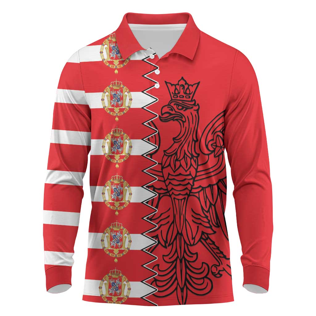 Polish-Lithuanian Commonwealth Long Sleeve Polo Shirt White Eagle Vytis Dual Heraldic
