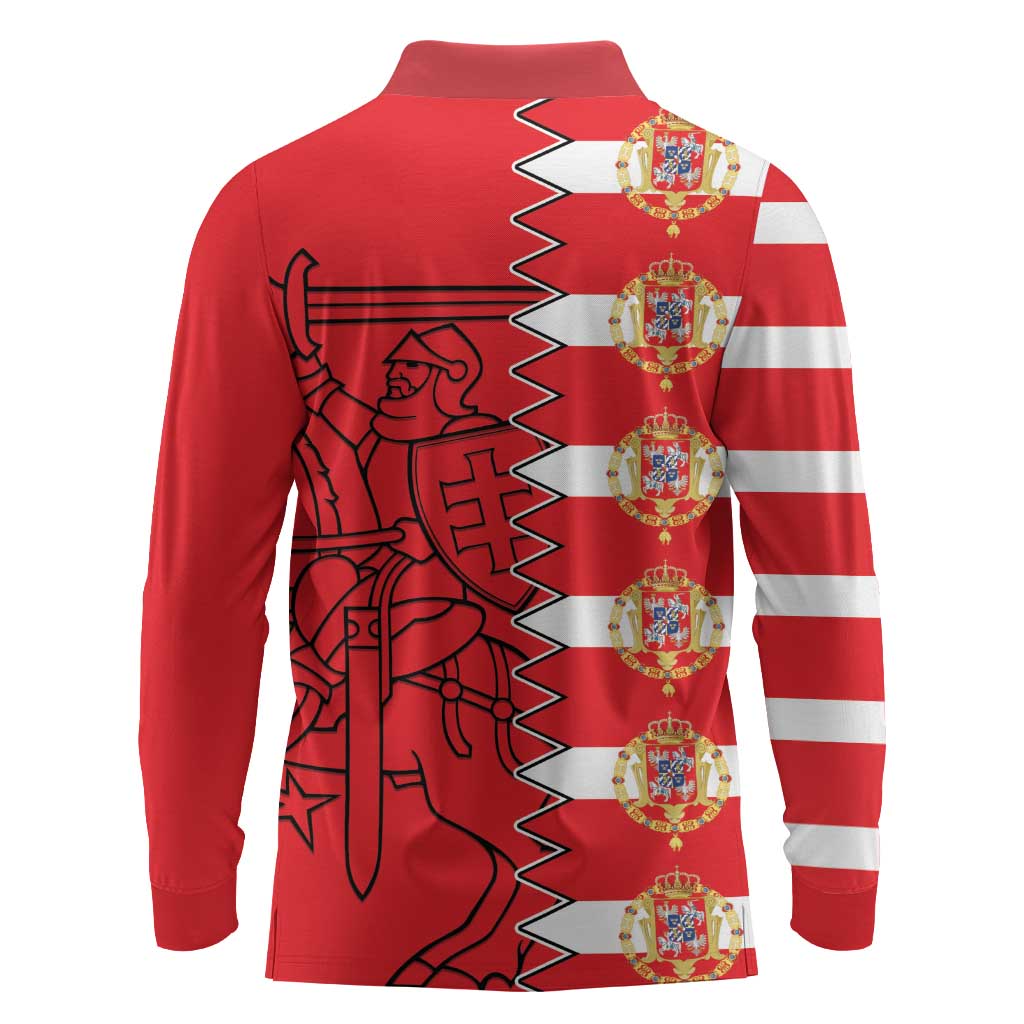 Polish-Lithuanian Commonwealth Long Sleeve Polo Shirt White Eagle Vytis Dual Heraldic