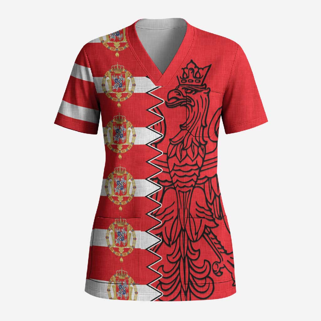 Polish-Lithuanian Commonwealth Scrub Top White Eagle Vytis Dual Heraldic
