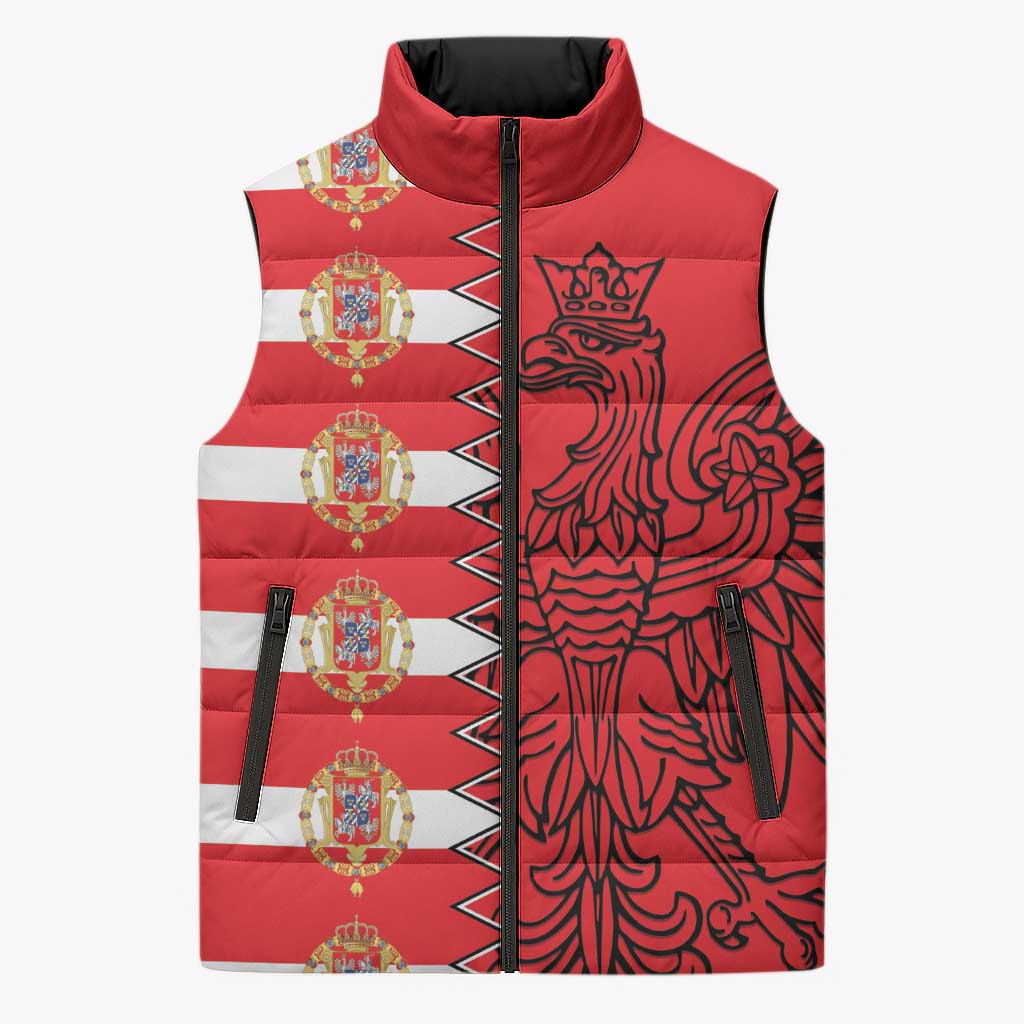 Polish-Lithuanian Commonwealth Sleeveless Puffer Jacket White Eagle Vytis Dual Heraldic