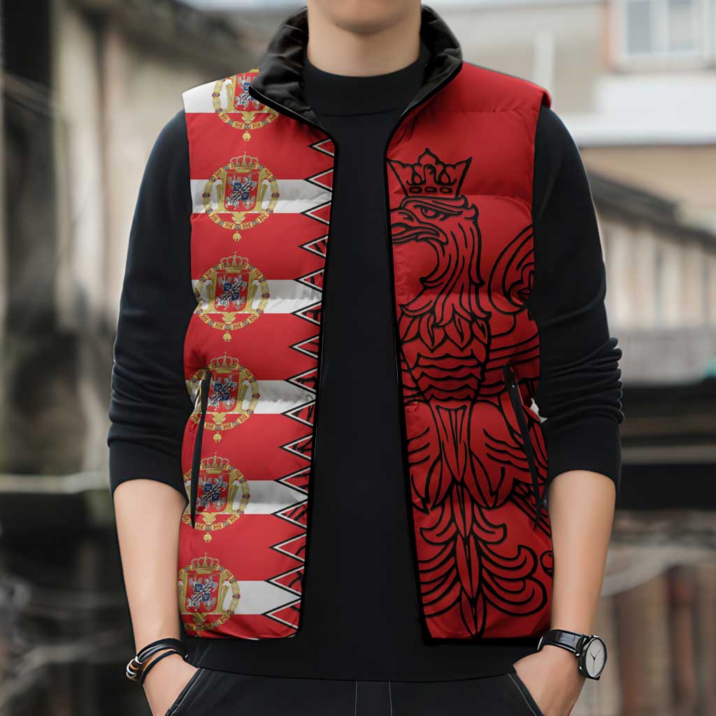 Polish-Lithuanian Commonwealth Sleeveless Puffer Jacket White Eagle Vytis Dual Heraldic