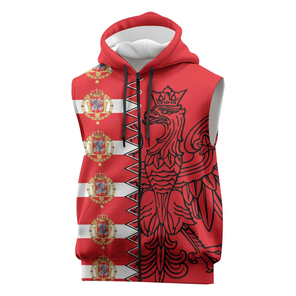 Polish-Lithuanian Commonwealth Sleeveless Zip Hoodie White Eagle Vytis Dual Heraldic