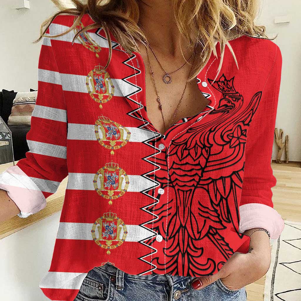 Polish-Lithuanian Commonwealth Women Casual Shirt White Eagle Vytis Dual Heraldic