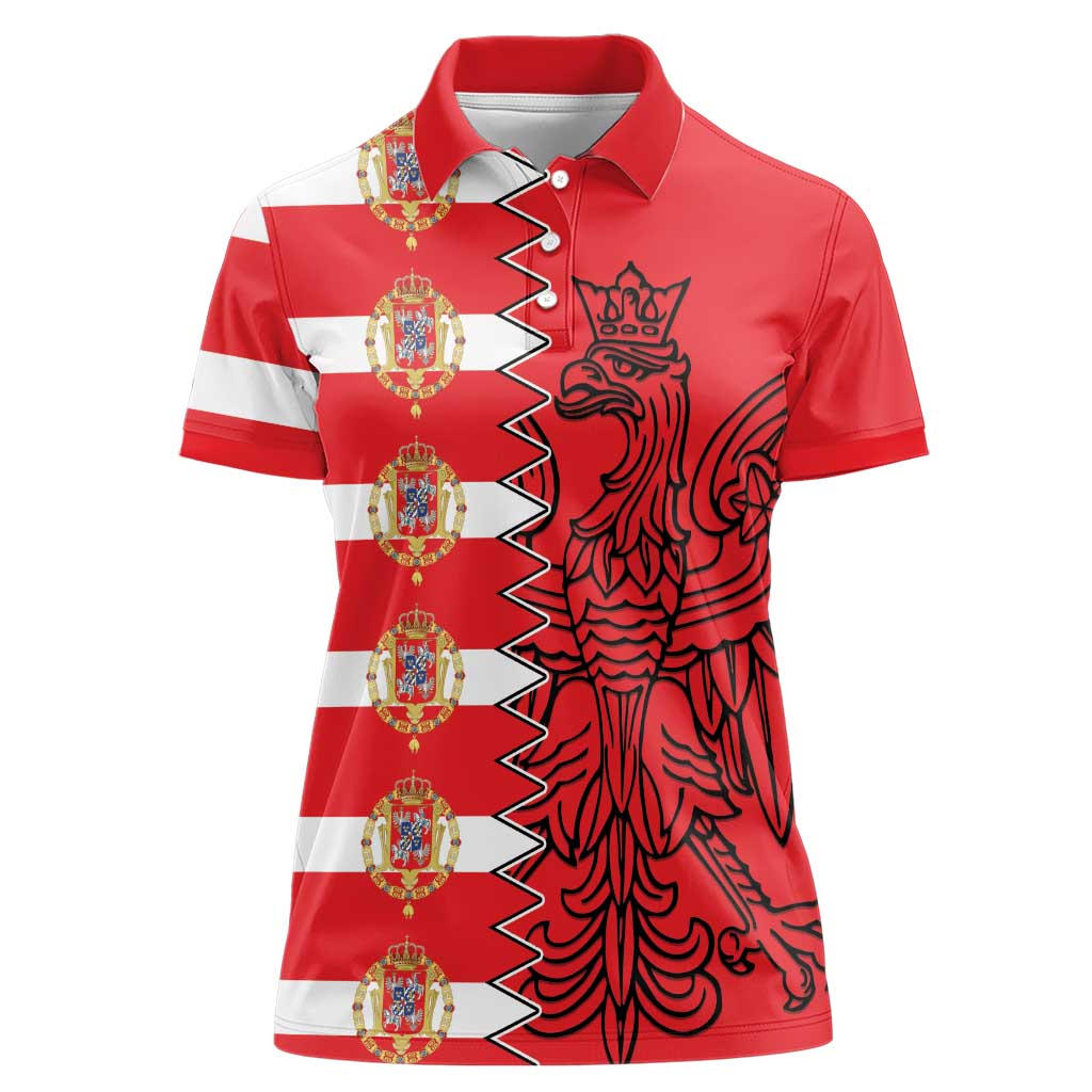 Polish-Lithuanian Commonwealth Women Polo Shirt White Eagle Vytis Dual Heraldic