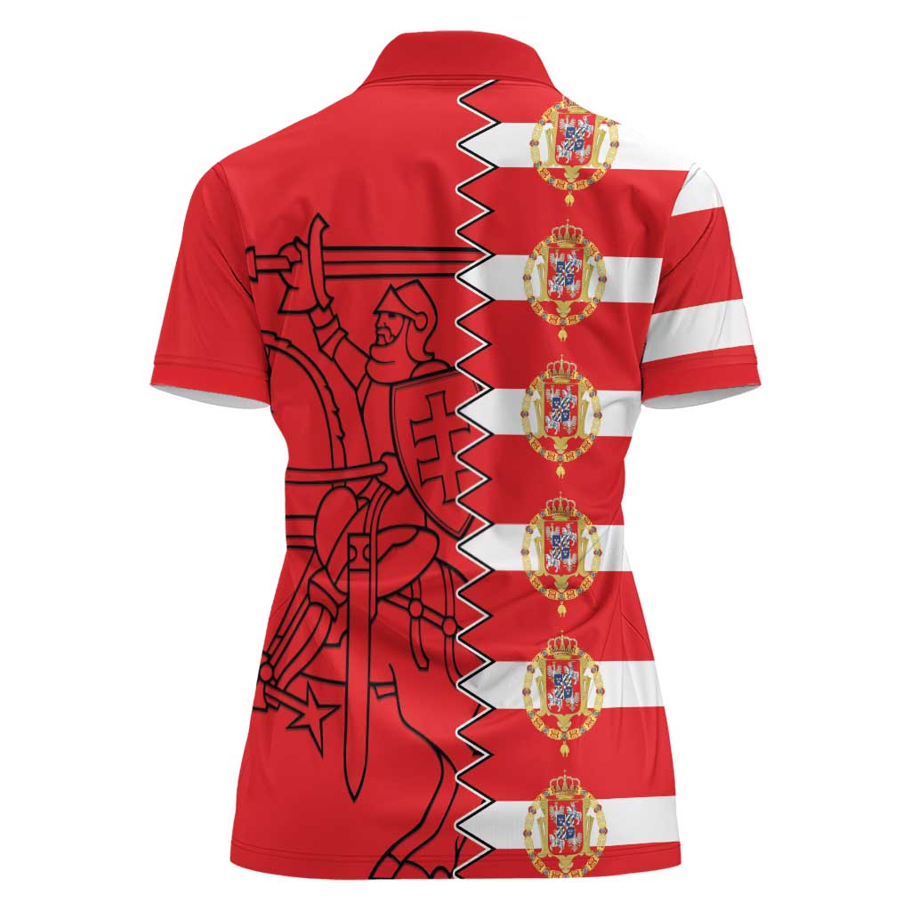 Polish-Lithuanian Commonwealth Women Polo Shirt White Eagle Vytis Dual Heraldic
