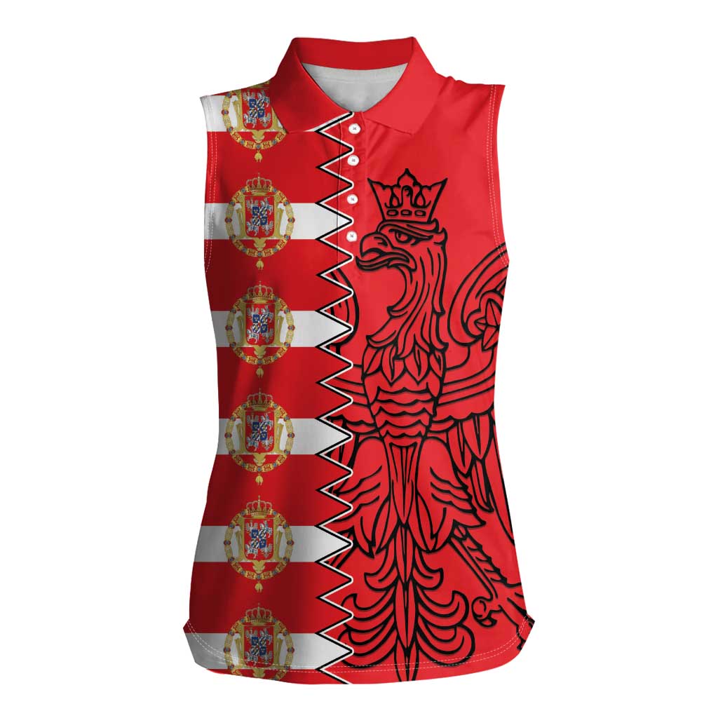 Polish-Lithuanian Commonwealth Women Sleeveless Polo Shirt White Eagle Vytis Dual Heraldic