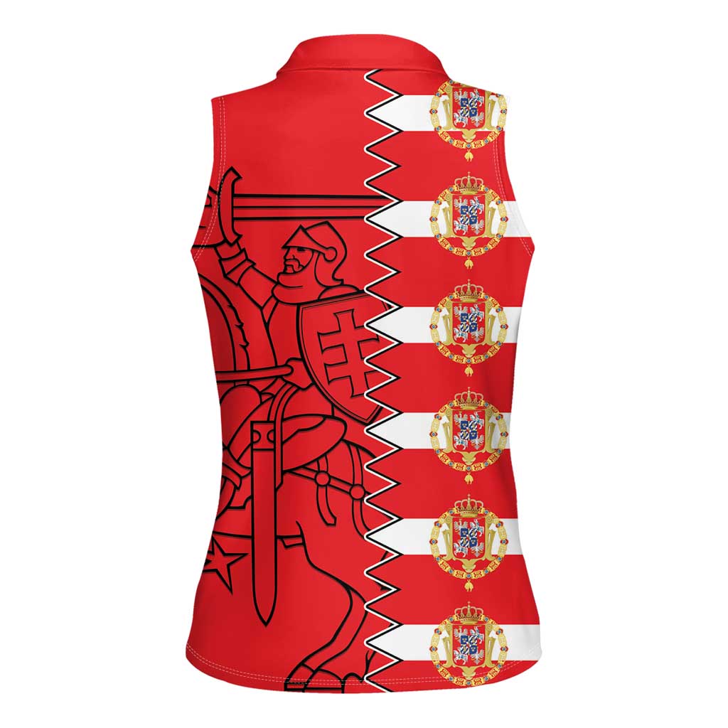 Polish-Lithuanian Commonwealth Women Sleeveless Polo Shirt White Eagle Vytis Dual Heraldic