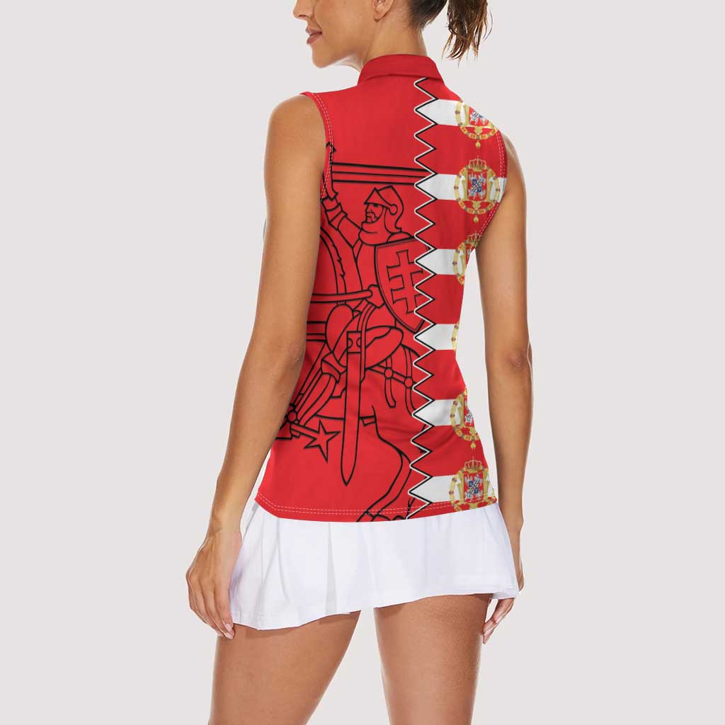 Polish-Lithuanian Commonwealth Women Sleeveless Polo Shirt White Eagle Vytis Dual Heraldic