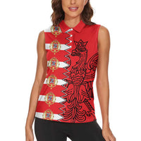 Polish-Lithuanian Commonwealth Women Sleeveless Polo Shirt White Eagle Vytis Dual Heraldic