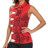 Polish-Lithuanian Commonwealth Women Sleeveless Polo Shirt White Eagle Vytis Dual Heraldic