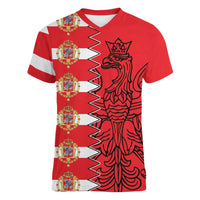 Polish-Lithuanian Commonwealth Women V-Neck T-Shirt White Eagle Vytis Dual Heraldic