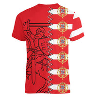 Polish-Lithuanian Commonwealth Women V-Neck T-Shirt White Eagle Vytis Dual Heraldic