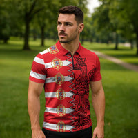 Polish-Lithuanian Commonwealth Zipper Polo Shirt White Eagle Vytis Dual Heraldic