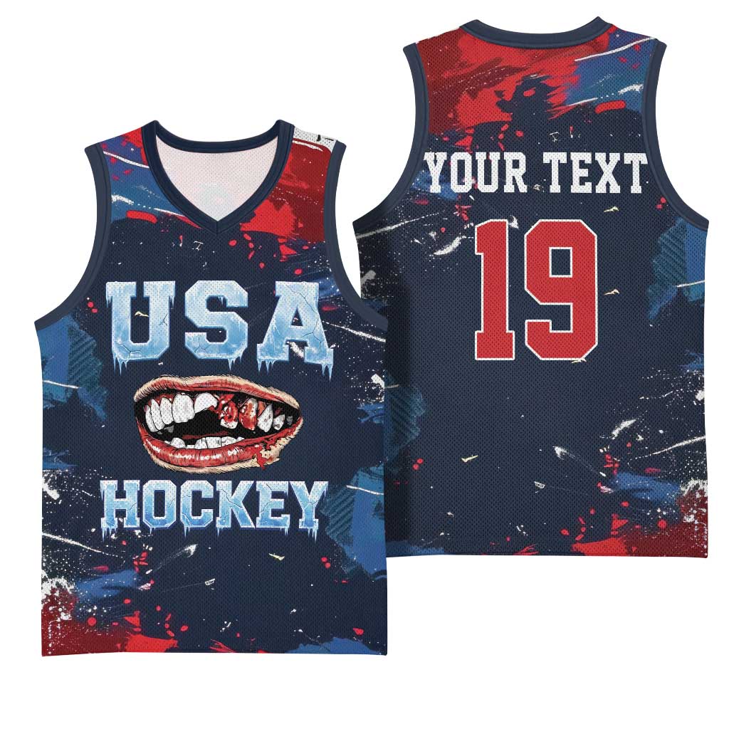 USA Ice Hockey 2026 Champions Custom Basketball Jersey Legend Golden Toothless