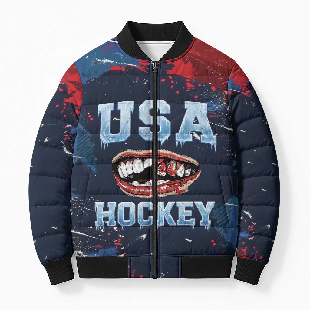 USA Ice Hockey 2026 Champions Custom Bomber Puffer Jacket Legend Golden Toothless