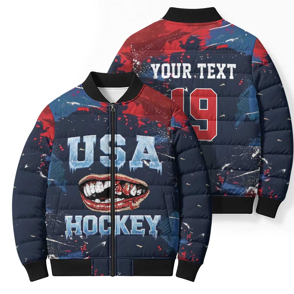 USA Ice Hockey 2026 Champions Custom Bomber Puffer Jacket Legend Golden Toothless