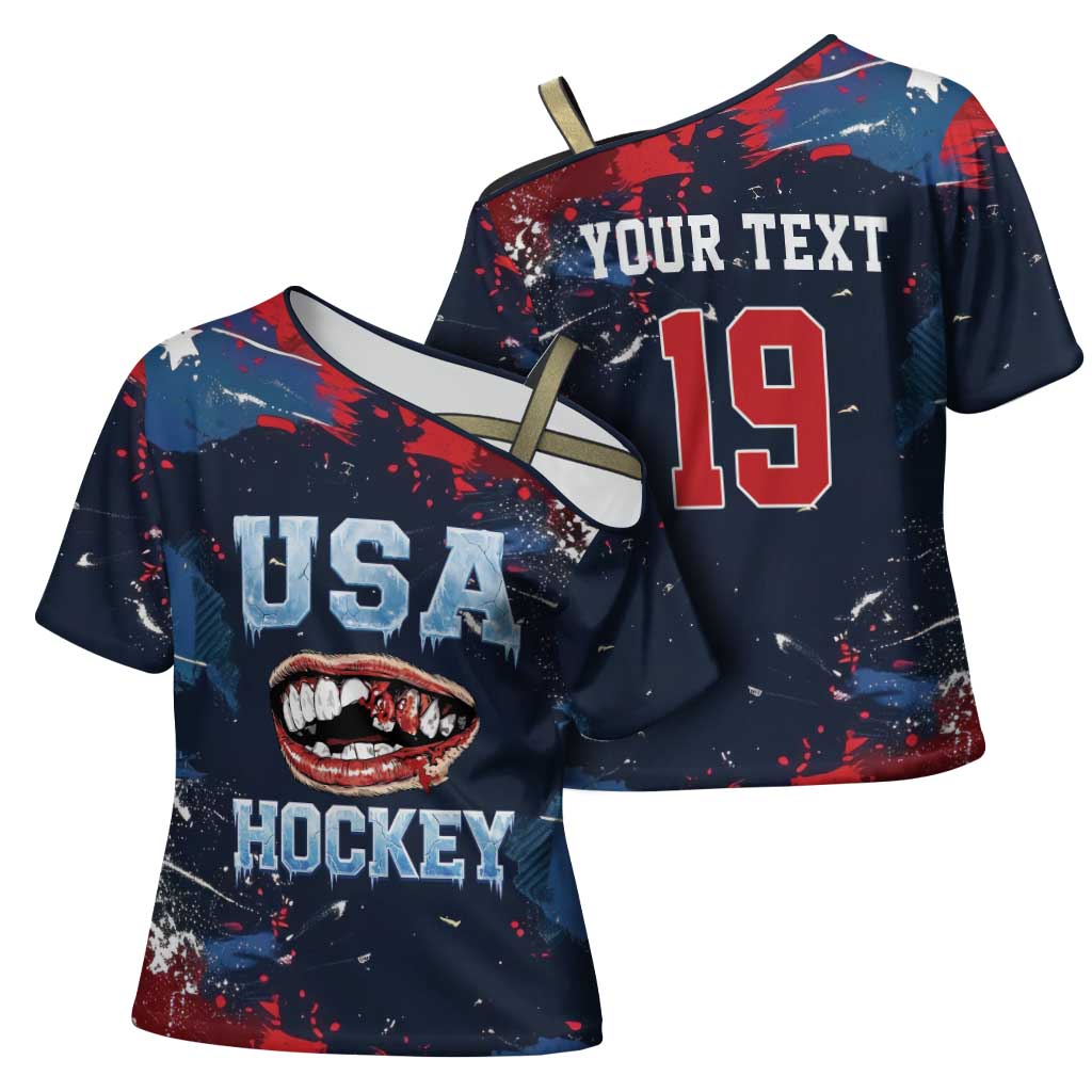 USA Ice Hockey 2026 Champions Custom Cross Shoulder Shirt Legend Golden Toothless