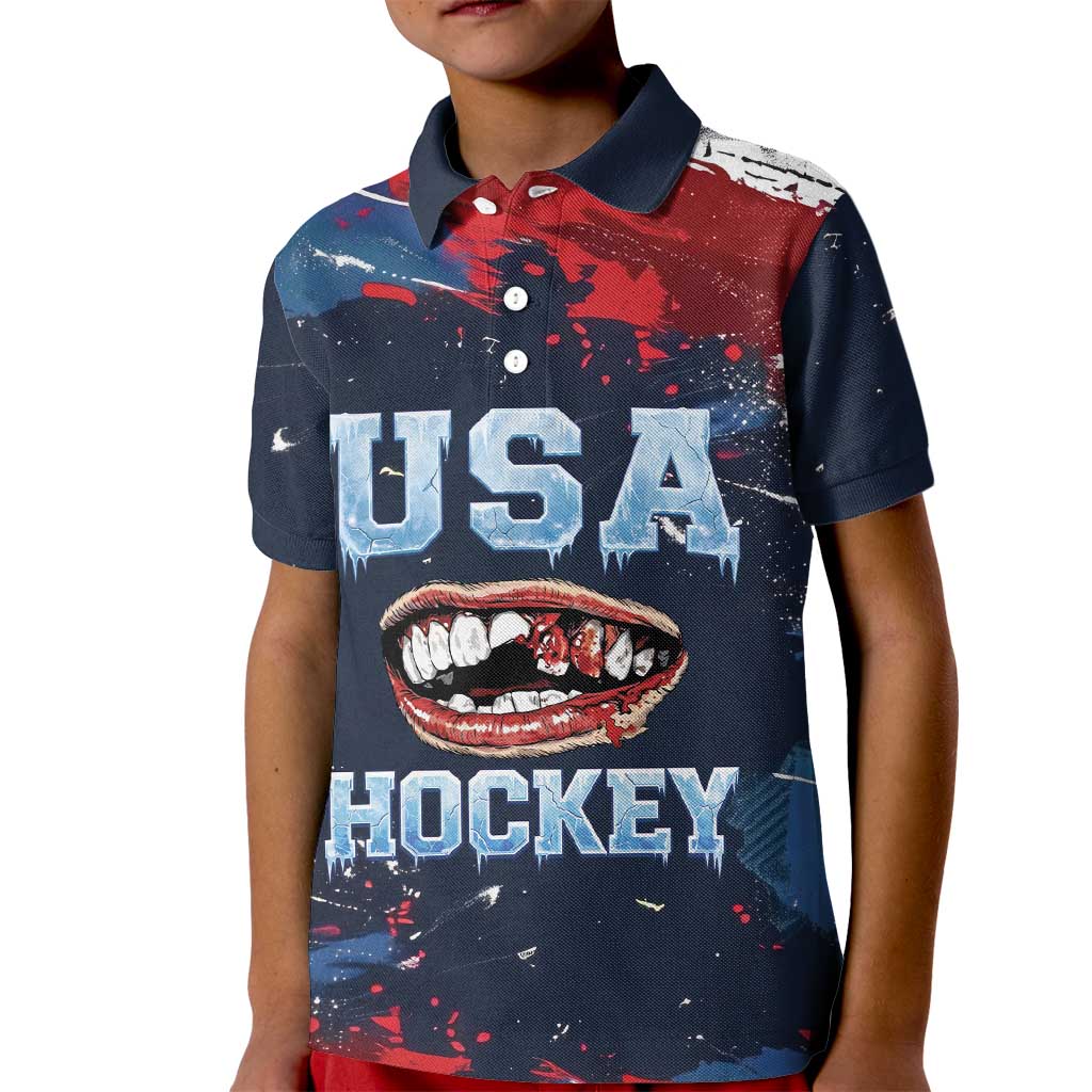 USA Ice Hockey 2026 Champions Custom Kid Polo Shirt Legend Golden Toothless