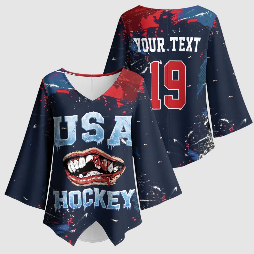 USA Ice Hockey 2026 Champions Custom Kimono Sleeve Blouse Legend Golden Toothless