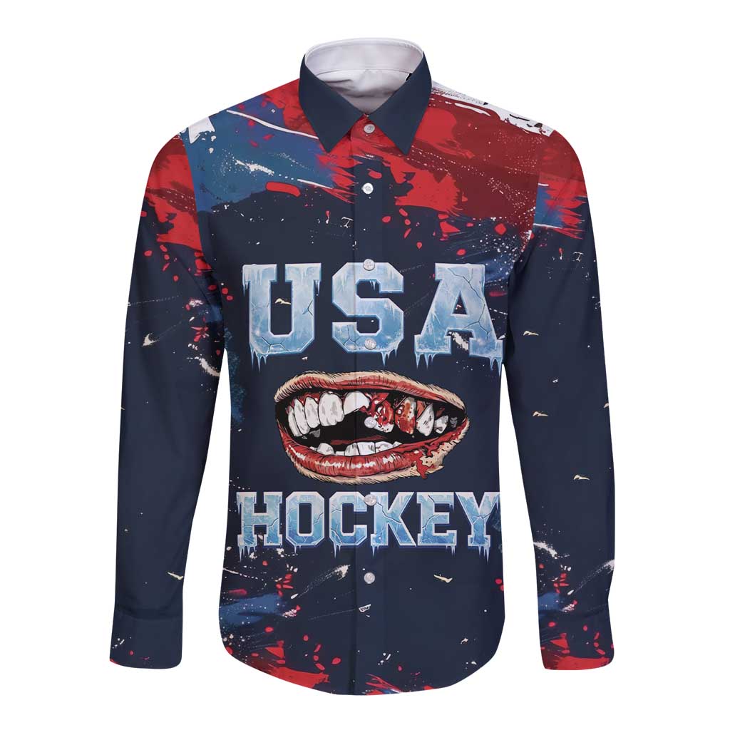 USA Ice Hockey 2026 Champions Custom Long Sleeve Button Shirt Legend Golden Toothless