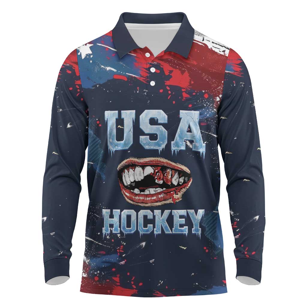 USA Ice Hockey 2026 Champions Custom Long Sleeve Polo Shirt Legend Golden Toothless