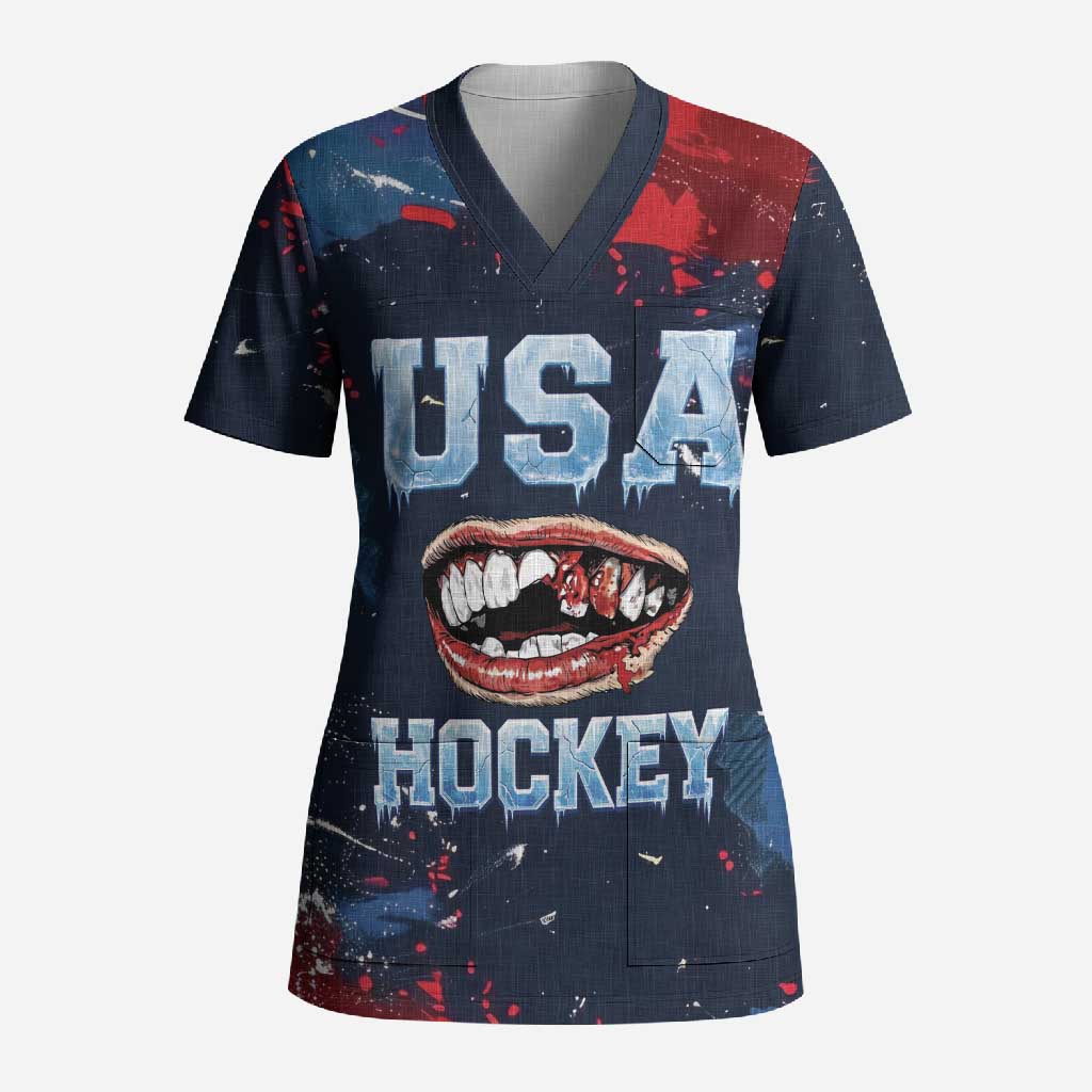 USA Ice Hockey 2026 Champions Custom Scrub Top Legend Golden Toothless