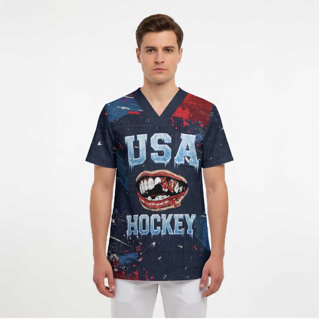 USA Ice Hockey 2026 Champions Custom Scrub Top Legend Golden Toothless