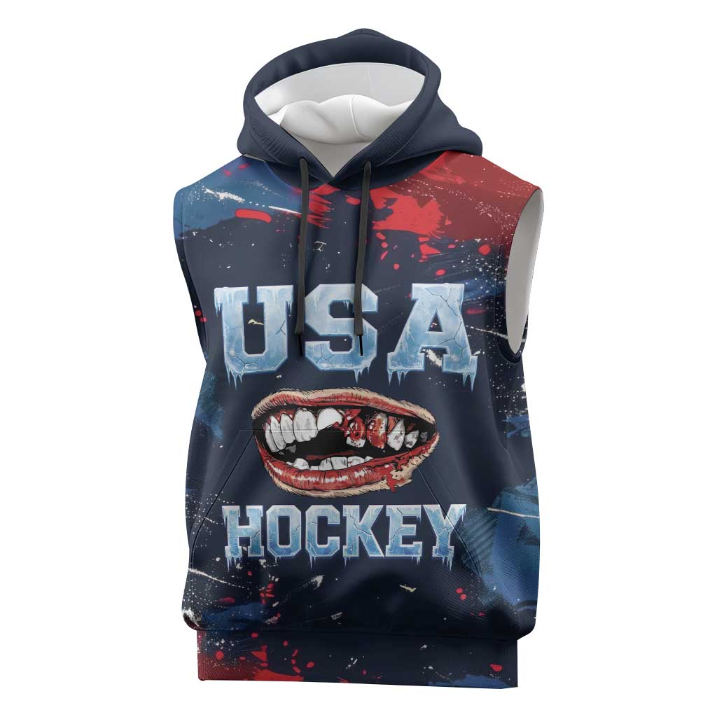USA Ice Hockey 2026 Champions Custom Sleeveless Hoodie Legend Golden Toothless