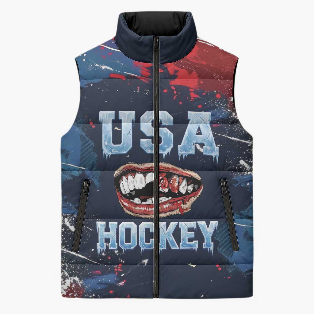 USA Ice Hockey 2026 Champions Custom Sleeveless Puffer Jacket Legend Golden Toothless
