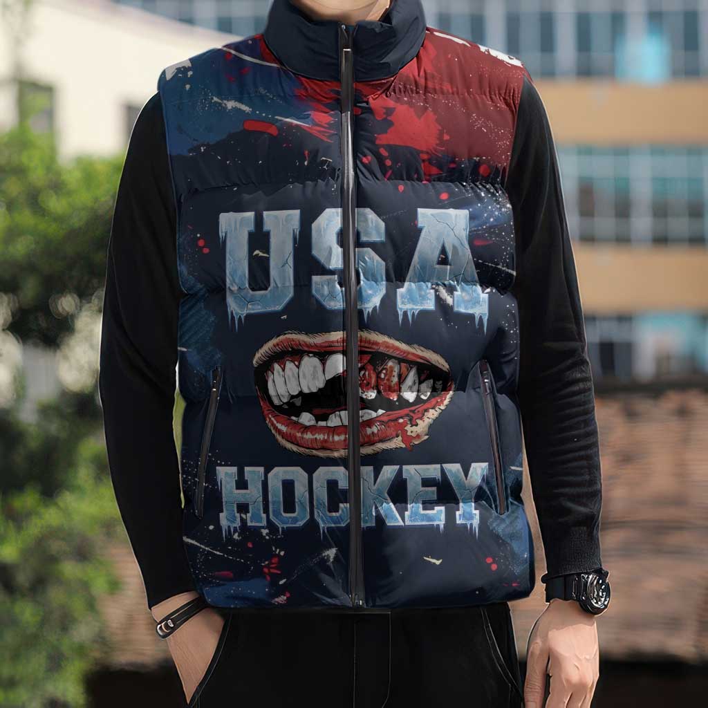 USA Ice Hockey 2026 Champions Custom Sleeveless Puffer Jacket Legend Golden Toothless