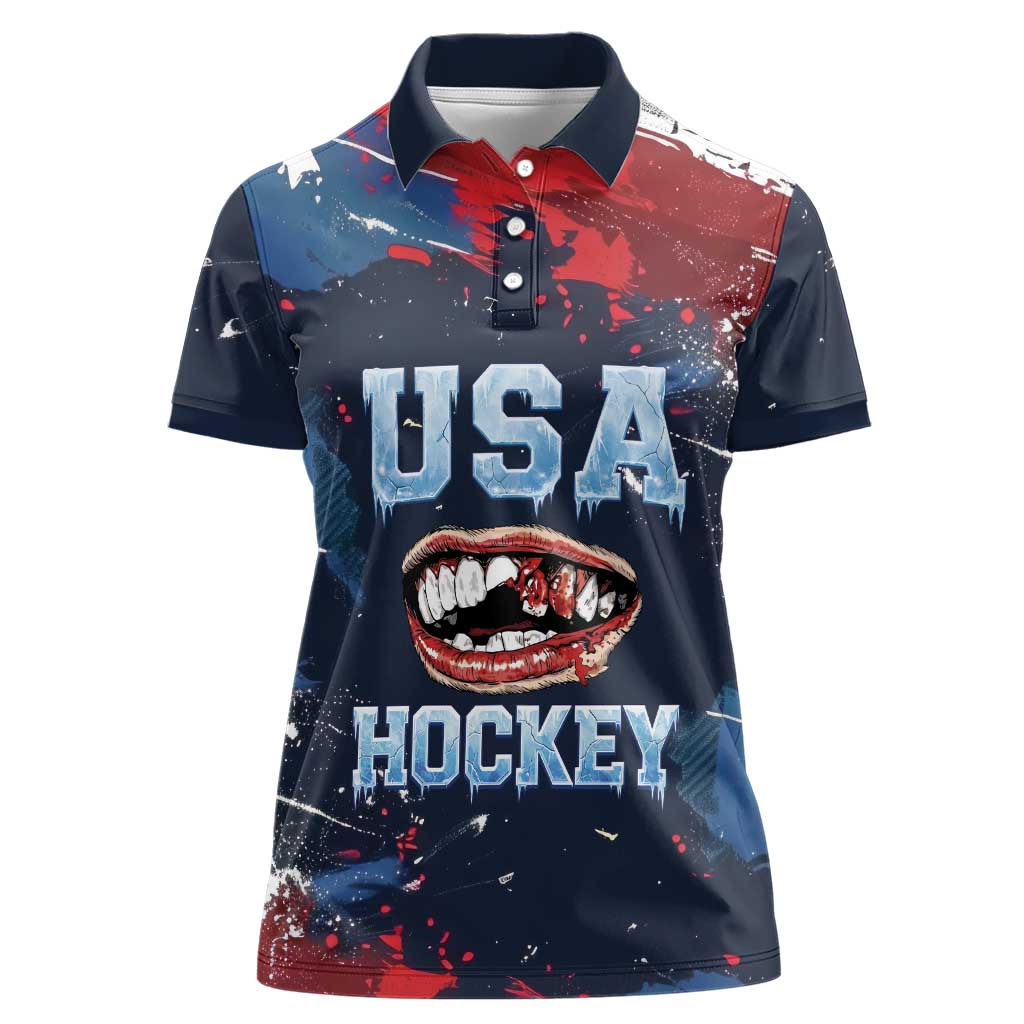 USA Ice Hockey 2026 Champions Custom Women Polo Shirt Legend Golden Toothless