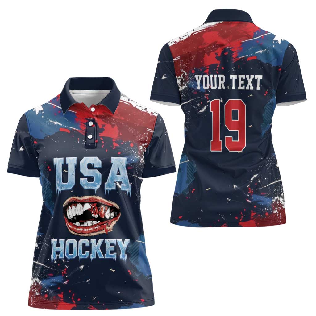 USA Ice Hockey 2026 Champions Custom Women Polo Shirt Legend Golden Toothless