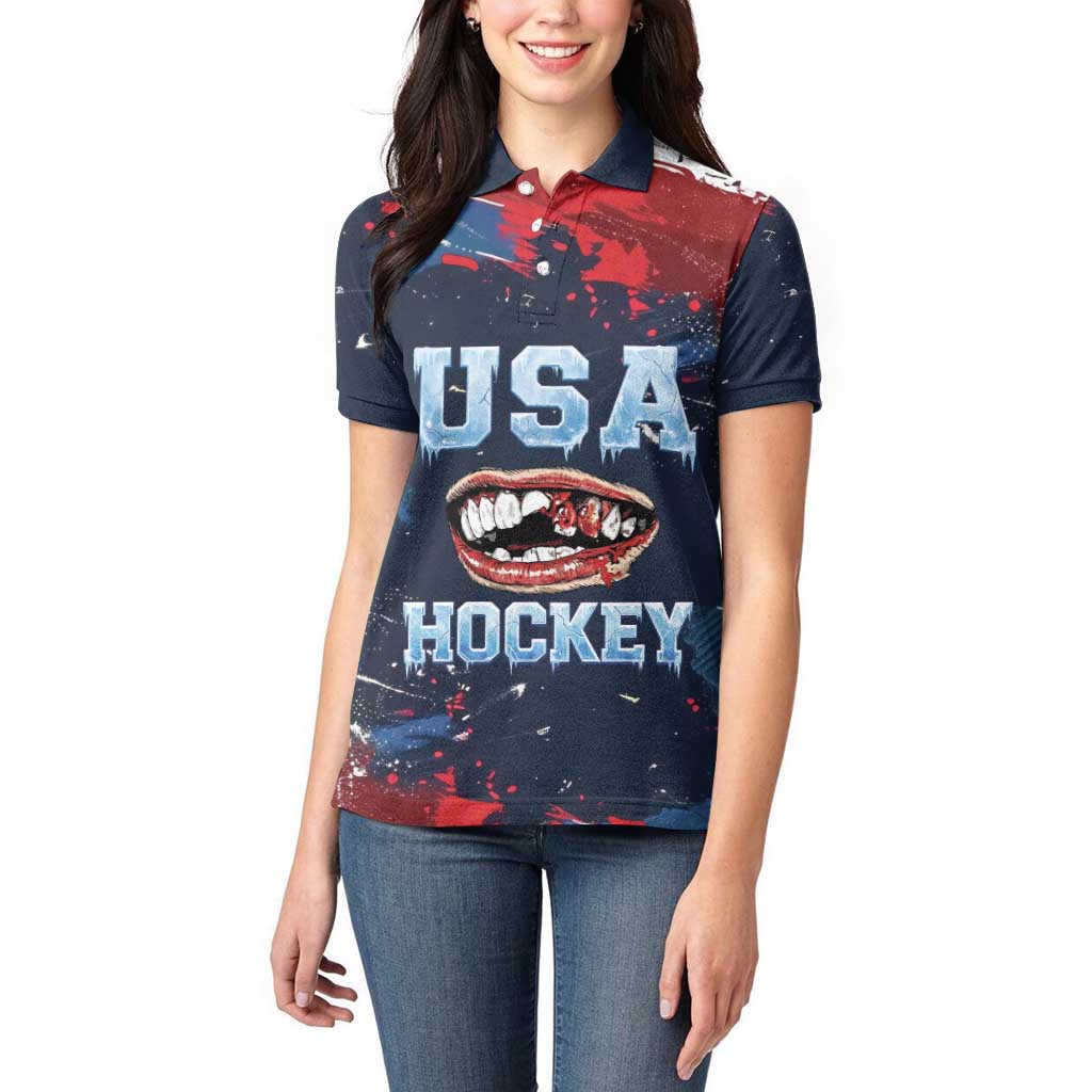 USA Ice Hockey 2026 Champions Custom Women Polo Shirt Legend Golden Toothless