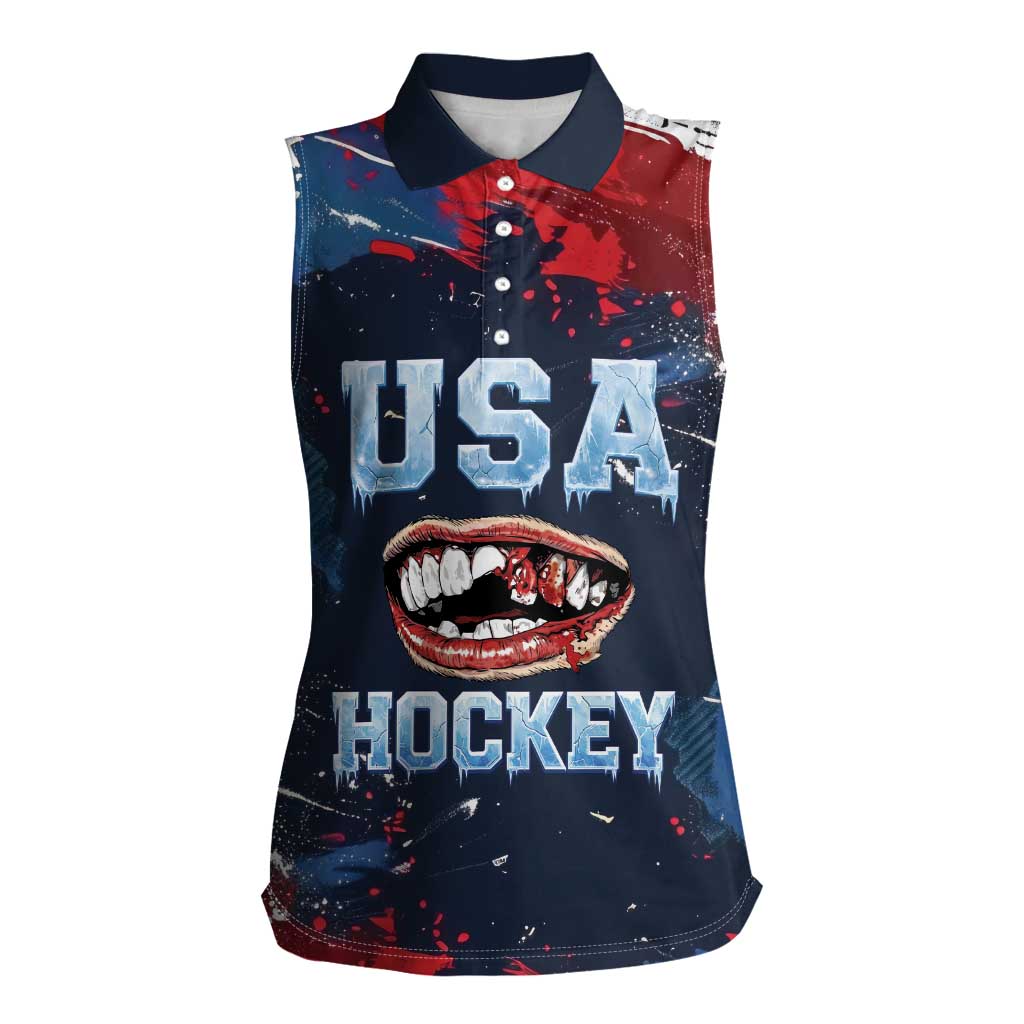 USA Ice Hockey 2026 Champions Custom Women Sleeveless Polo Shirt Legend Golden Toothless