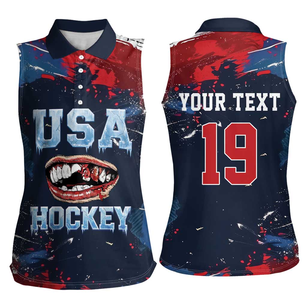 USA Ice Hockey 2026 Champions Custom Women Sleeveless Polo Shirt Legend Golden Toothless
