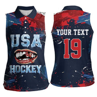 USA Ice Hockey 2026 Champions Custom Women Sleeveless Polo Shirt Legend Golden Toothless