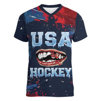 USA Ice Hockey 2026 Champions Custom Women V-Neck T-Shirt Legend Golden Toothless