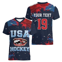 USA Ice Hockey 2026 Champions Custom Women V-Neck T-Shirt Legend Golden Toothless