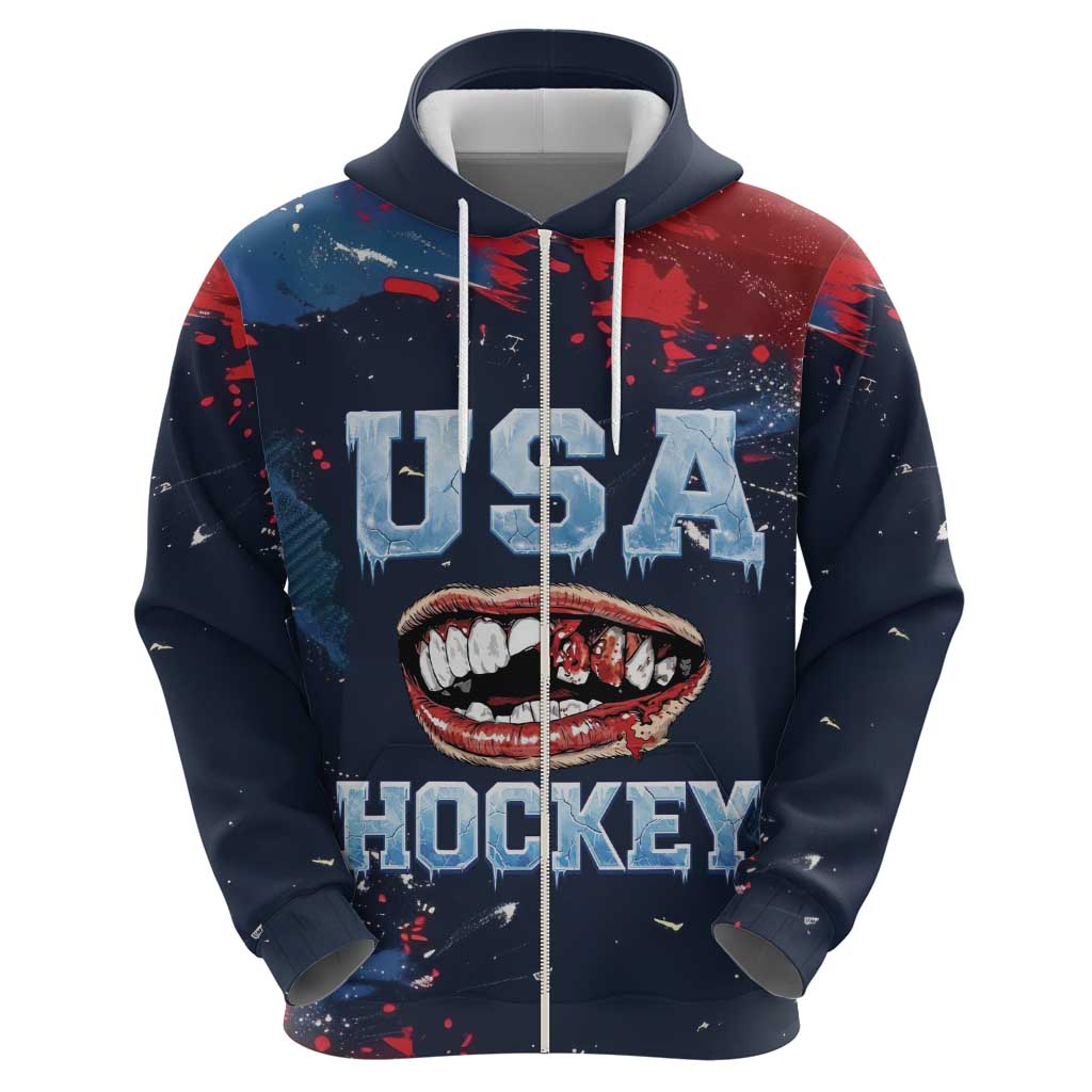 USA Ice Hockey 2026 Champions Custom Zip Hoodie Legend Golden Toothless