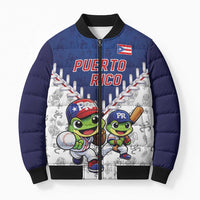 Puerto Rico Baseball Custom Bomber Puffer Jacket Boricua Coquí Baseball Mascot