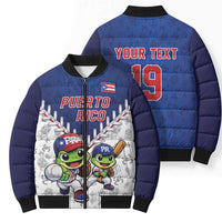 Puerto Rico Baseball Custom Bomber Puffer Jacket Boricua Coquí Baseball Mascot
