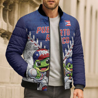 Puerto Rico Baseball Custom Bomber Puffer Jacket Boricua Coquí Baseball Mascot