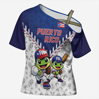 Puerto Rico Baseball Custom Cross Shoulder Shirt Boricua Coquí Baseball Mascot
